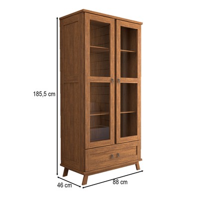 Cristaleira Caen 2 Portas 1 Gaveta Madeira Maciça Ypê - Panorama Móveis