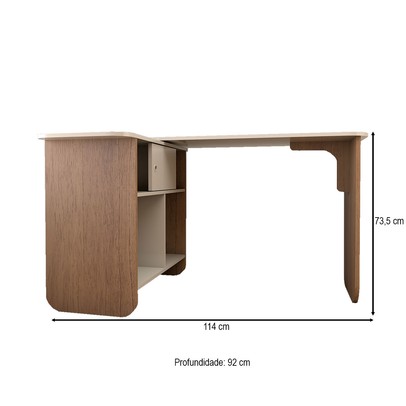 Mesa Escrivaninha Office 1 Porta Cinamomo/Off White - Panorama Móveis