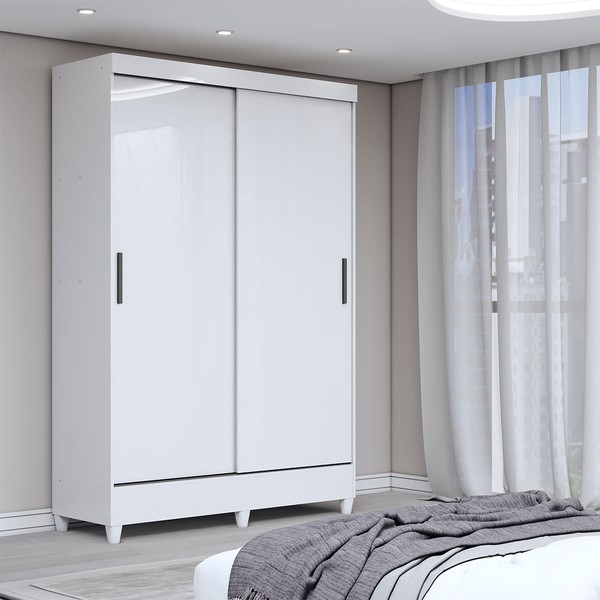 Guarda-Roupa Solteiro Bari 2 Portas 2 Gavetas Branco - Panorama Móveis