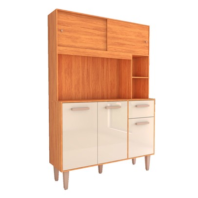 Cozinha Compacta Inglaterra 5 Potas 1 Gaveta Cinamomo/Off White - Panorama Móveis