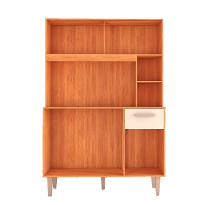 Cozinha Compacta Inglaterra 5 Potas 1 Gaveta Cinamomo/Off White - Panorama Móveis