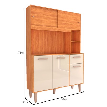 Cozinha Compacta Inglaterra 5 Potas 1 Gaveta Cinamomo/Off White - Panorama Móveis