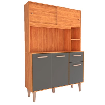 Cozinha Compacta Inglaterra 5 Potas 1 Gaveta Cinamomo/Grafite - Panorama Móveis