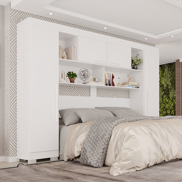 Guarda-Roupa Casal Modulado Odin Premium com Pés 4 Portas Branco - Pnr Móveis