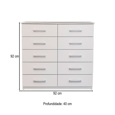 Cômoda Marbela 10 Gavetas Branco - Evidencia Móveis