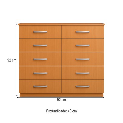 Cômoda Marbela 10 Gavetas Branco Cinnamono - Evidencia Móveis