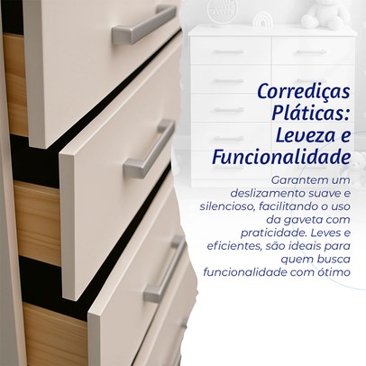 Cômoda Marbela 10 Gavetas Branco Cinnamono - Evidencia Móveis