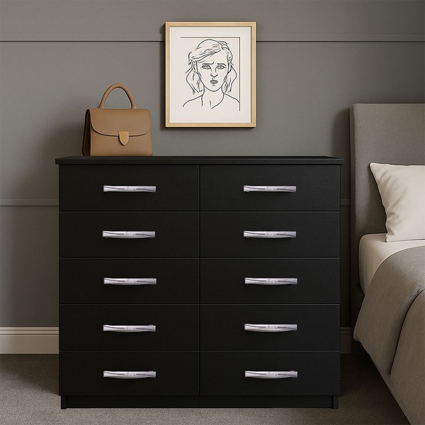 Cômoda Marbela 10 Gavetas Preto - Evidencia Móveis