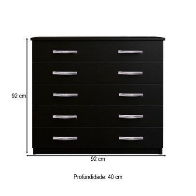 Cômoda Marbela 10 Gavetas Preto - Evidencia Móveis