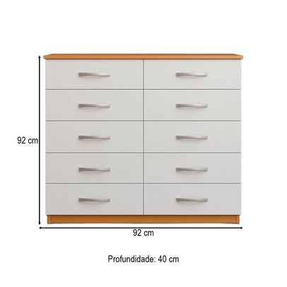Cômoda Marbela 10 Gavetas Demolição/Branco - Evidencia Móveis