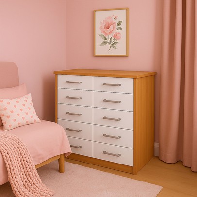 Cômoda Marbela 10 Gavetas Demolição/Branco - Evidencia Móveis