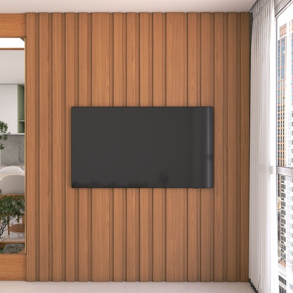 Painel Ripado para TV Aliance 100% Mdf Decoração 80 Cm Freijó/Marrom/Cinanomo - Panorama Móveis