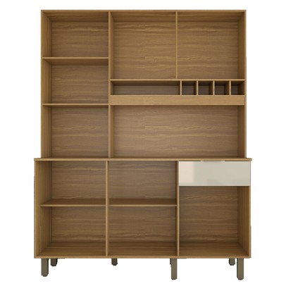 Cozinha Compacta Bela Arte 6 Portas 1 Gaveta 100% Mdf Cinamomo/Off White - Panorama Móveis