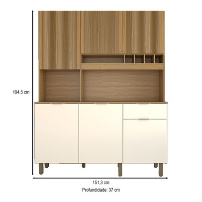 Cozinha Compacta Bela Arte 6 Portas 1 Gaveta 100% Mdf Cinamomo/Branco - Panorama Móveis