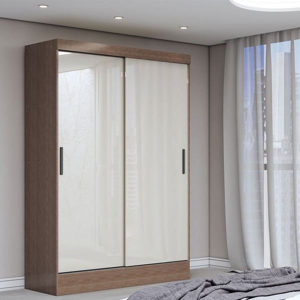 Guarda-Roupa Solteiro Saturno 2 Portas 2 Gavetas Jequitiba/Off White - Panorama Móveis