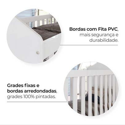 Berço Vanila 3 em 1 Branco - Henn