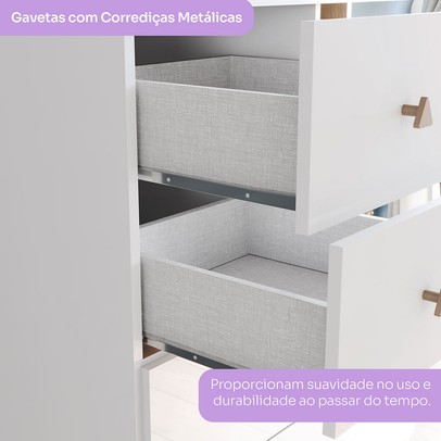 Guarda-Roupa Infantil Vanila 4 Portas 2 Gavetas Branco - Henn
