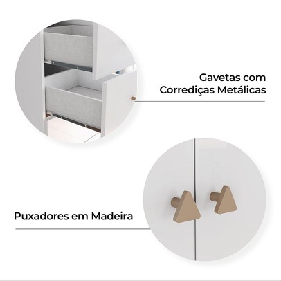 Cômoda Infantil Vanila 4 Gavetas Branco - Henn