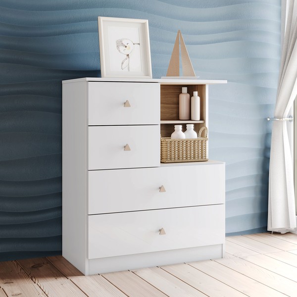 Cômoda Infantil Vanila 4 Gavetas Branco - Henn