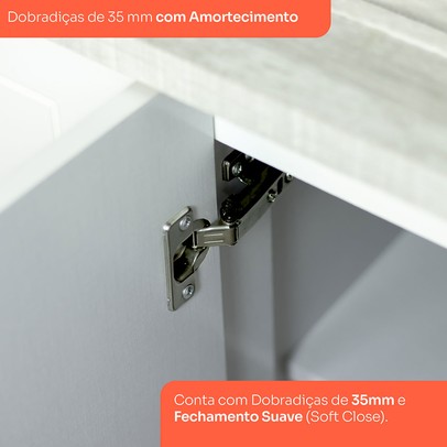 Paneleiro Americana 1 Porta 5 Prateleiras Branco - Henn