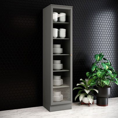 Cristaleira Americana 1 Porta com Vidro Cinza - Henn