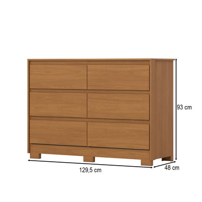 Cômoda Ravenna 6 Gavetas Cinamomo - Henn