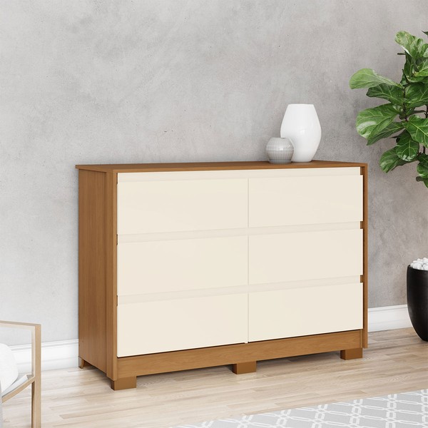 Cômoda Ravenna 6 Gavetas Cinamomo/Off White - Henn