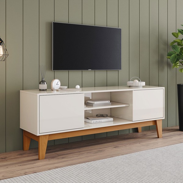 Rack para TV Até 55 Polegadas Alure 2 Portas Cinamomo/Off White - Henn