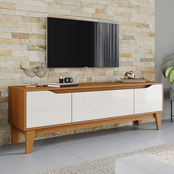 Rack para TV Até 70 Polegadas Veneto 3 Portas Cinamomo/Off White - Henn