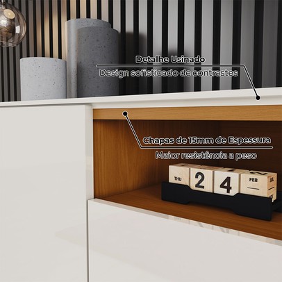 Rack para TV Até 86 Polegadas Domus 3 Portas Cinamomo/Off White - Henn