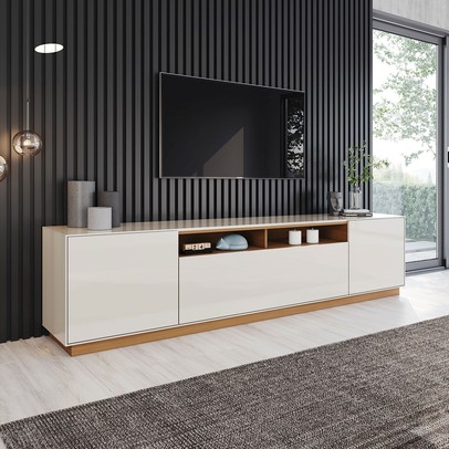 Rack para TV Até 86 Polegadas Domus 3 Portas Cinamomo/Off White - Henn