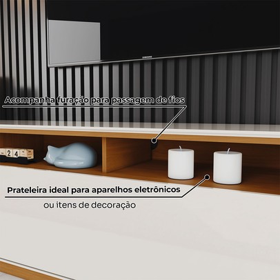 Rack para TV Até 86 Polegadas Domus 3 Portas Cinamomo/Off White - Henn