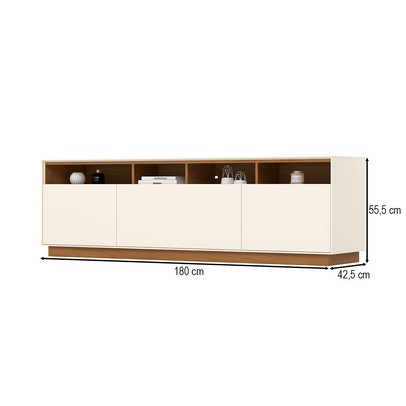 Rack para TV Até 80 Polegadas Orion 3 Portas Cinamomo/Off White - Henn