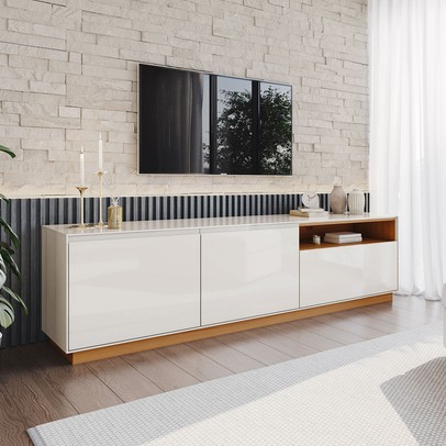 Rack para TV Até 86 Polegadas Auryn 3 Portas Cinamomo/Off White - Henn