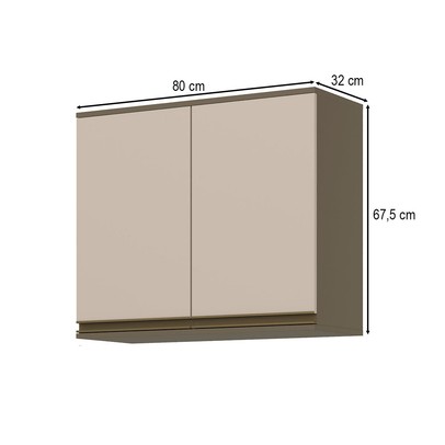 Armário Aéreo Cozinha 80 Cm Connect 2 Portast Duna/Cristal - Henn