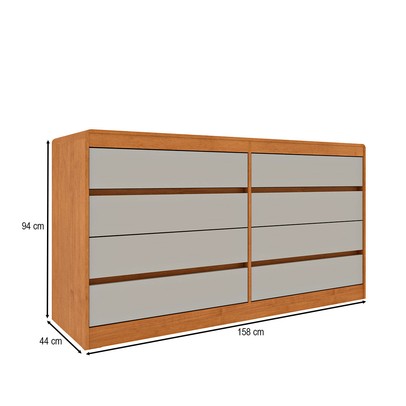 Cômoda ísis 8 Gavetas 100% Mdf 15mm Cinamomo/Off White - Pnr Móveis