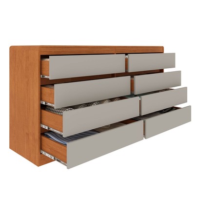 Cômoda ísis 8 Gavetas 100% Mdf 15mm Cinamomo/Off White - Pnr Móveis