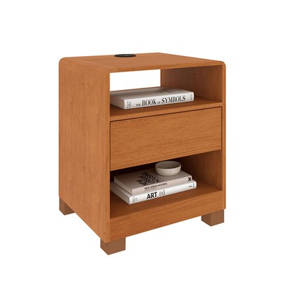 Mesa de Cabeceira Hórus com Carregador Usb 100% Mdf 15mm Cinamomo - Pnr Móveis