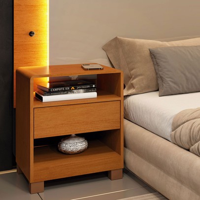 Mesa de Cabeceira Nuwa 100% Mdf 15mm Cinamomo - Pnr Móveis