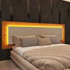 Cabeceira Casal/Queen Dagda com Led 100% Mdf 15mm Cinamomo/Off White - Pnr Móveis