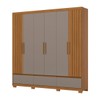 Guarda-Roupa Casal Kaian 6 Portas 3 Gavetas Ripado Cinamomo/Avelã - Henn