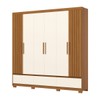Guarda-Roupa Casal Kaian 6 Portas 3 Gavetas Ripado Cinamomo/Off White - Henn