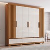 Guarda-Roupa Casal Kaian 6 Portas 3 Gavetas Ripado Cinamomo/Off White - Henn