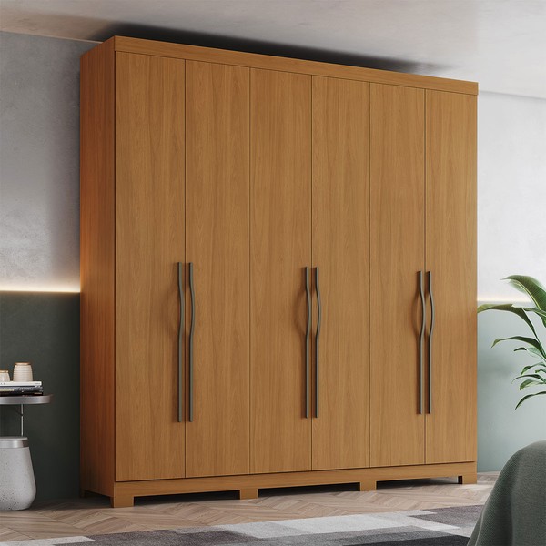 Guarda-Roupa Casal Dominic 6 Portas 2 Gavetas Cinamomo - Henn