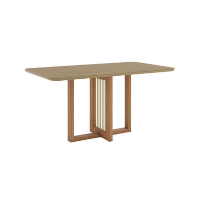 Mesa de Madeira Natalí 120 Cm com Vidro Incolor/Nature - Henn