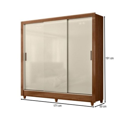 Guarda-Roupa Casal Office 3 Portas 2 Gavetas Jequitiba/Off White - Pnr Móveis