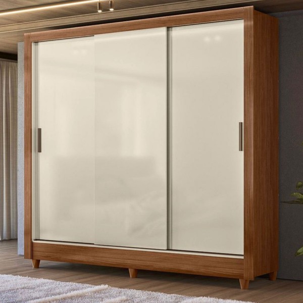 Guarda-Roupa Casal Office 3 Portas 2 Gavetas Jequitiba/Off White - Pnr Móveis