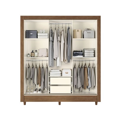 Guarda-Roupa Casal Office 3 Portas 2 Gavetas Jequitiba/Off White - Pnr Móveis