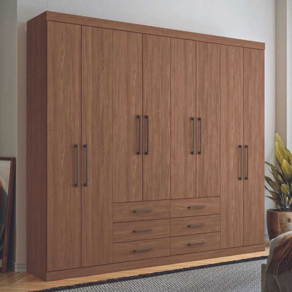 Guarda-Roupa Casal Belize 8 Portas 6 Gavetas Jatoba - Pnr Móveis
