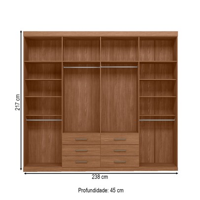 Guarda-Roupa Casal Belize 8 Portas 6 Gavetas Jatoba - Pnr Móveis